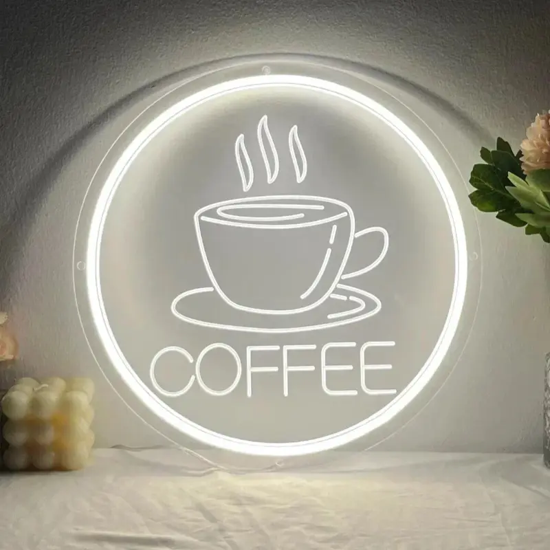 Logo néon personnalisé pour entreprise, enseigne murale en acrylique, décoration de salon de beauté, enseigne ronde de magasin, enseigne logo larache maroc (2026)