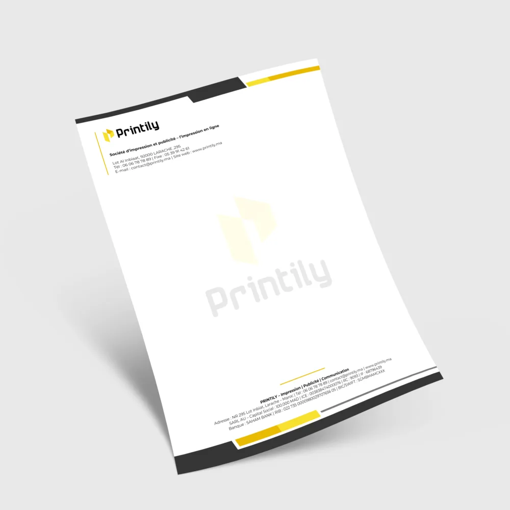 Papier En tête Personnalisé au Maroc – L'Identité Officielle de votre Entreprise par Printily