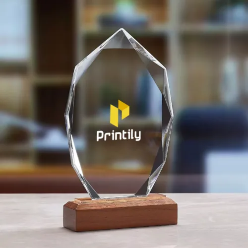 Trophée Polygone Transparent en Cristal