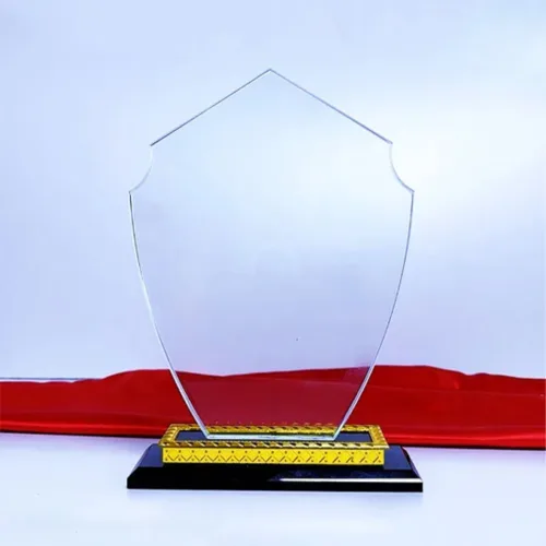 Trophée en Verre Cristal Forme Blason Stylisé (Réf MEH 12)